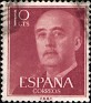 Spain 1955 General Franco 10 CTS Purple Red Edifil 1143. Uploaded by Mike-Bell